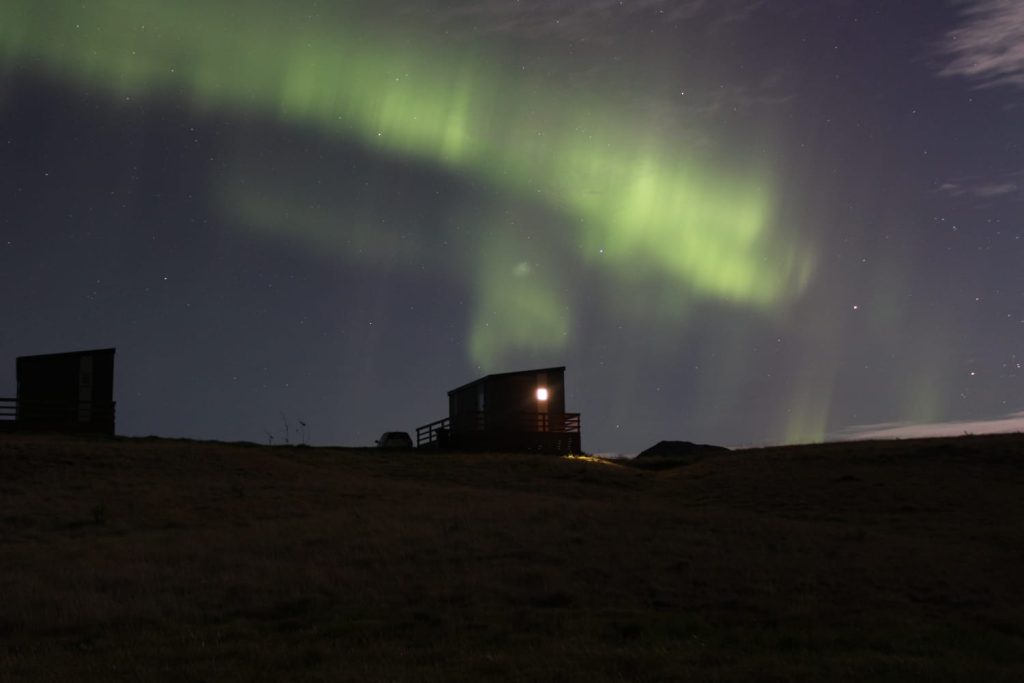 Cottage con aurora boreale Islanda